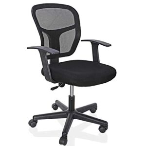 Saturnpower Ergonomic Office Chair Mid-Back Home Desk Chair with Armrests, Height Adjustable, Mesh Back, Swivel Rolling Home Desk Task Computer Gaming Chair，Black