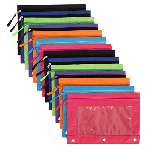 Yopay 14 Pack Binder Pencil Pouch for 3 Ring Binder, B5 Size Zipper Pulls Pencil Bags Case, Cosmetic Bags with Clear Window for School, Office, Oxford Cloth, 7 Colors | The Storepaperoomates Retail Market - Fast Affordable Shopping