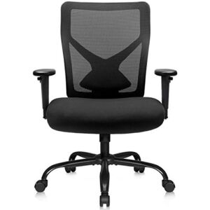 Furmax Big and Tall Office Chair Mesh Ergonomic Office Chair Swivel Computer Chair with Adjustable Back and Lumbar Support High Back Task Chair with Armrests (Black)