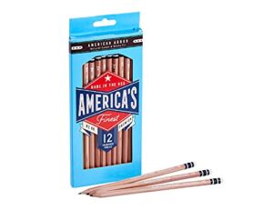 America’s Finest Pre-Sharpened #2 Pencils, Made in USA, Responsibly Sourced Wood Cased, HB Graphite Core, Natural Wood Look, 12 Pack