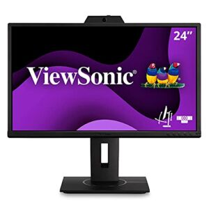 ViewSonic VG2440V 24 Inch 1080p IPS Video Conferencing-Monitor with Integrated 2MP-Camera, Microphone, Speakers, Eye Care, Ergonomic Design, HDMI DisplayPort VGA Inputs for Home and Office