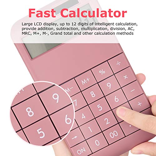 EooCoo Basic Standard Calculator 12 Digit Desktop Calculator with Large LCD Display for Office, School, Home & Business Use, Modern Design – Pink | The Storepaperoomates Retail Market - Fast Affordable Shopping