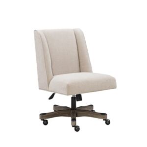Linon Natural Linen Upholstered Swivel Wooden Base Clayton Office Chair