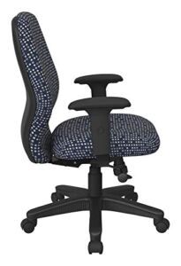 Office Star Ergonomic Mid Back Office Desk Chair with 2-to-1 Synchro Tilt Control and Adjustable Soft Padded Arms, Fine Tune Indigo Fabric