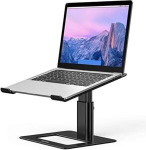BESIGN Aluminum Laptop Stand, Ergonomic Adjustable Notebook Stand, Riser Holder Computer Stand Compatible with Air, Pro, Dell, HP, Lenovo More 10-15.6″ Laptops (Black)