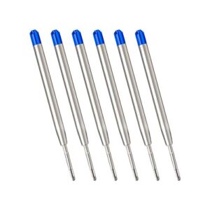Blue Ink Refills (6pcs), Replaceable Ballpoint Pens Refills, 1mm Medium Tip – Blue