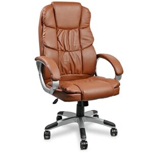Halter Executive Office Chair for Work and Gaming, Ergonomic High Back Computer Chair with Lumbar Support, Adjustable Tilt Angle, Rolling Swivel, Comfy Desk Chair Provides All Day Comfort, Brown