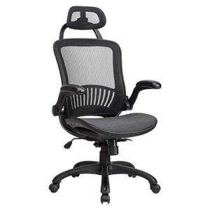 HCB Office Chair Desk Chair High Back Mesh Chair Ergonomic Computer Chairs with Adjustable Headrest Flip Up Arms Backrest Lumbar Support 360 Degree Rolling Swivel for Adults Men and Women (Black)