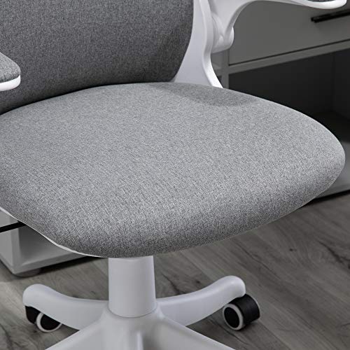 Vinsetto Linen-Touch Fabric Office Desk Chair Swivel Task Chair with Adjustable Lumbar Support, Height and Flip-up Padded Arms, Grey | The Storepaperoomates Retail Market - Fast Affordable Shopping