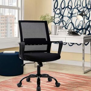 Meet Perfect Office Chair Ergonomic Computer Desk Chair, Mid Back with Armrest and Back Support, Modern Executive Adjustable Rolling Swivel Task Chair Comfortable Mesh Chair Home Office Chairs- Black