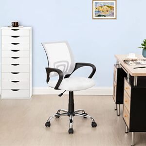 Naomi Home Height Adjustable Executive Office Chair Mesh Mid-Back Swivel Office Chair with Armrest, Lumbar Support, Back Adjustment, Caster Wheels, Rolling Task Chair – White