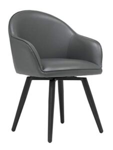 Studio Designs Home Guest Dome Upholstered Swivel Dining/Office Accent Chair with Arms Metal Legs, Black/Smoke Grey Blended Leather, 250