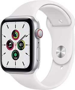 Apple Watch SE (GPS + Cellular, 40mm) – Silver Aluminum Case with White Sport Band (Renewed)