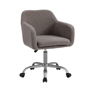 Linon Upholstered Adjustable Brooklyn Office Chair, Grey Sherpa