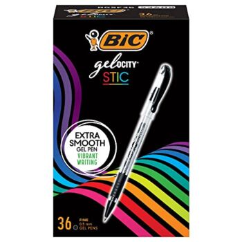 BIC Gel-ocity Smooth Stic Gel Pen, Fine Point (0.5mm), Black Ink, 36-Count, Vibrant and Smooth Gel Ink | The Storepaperoomates Retail Market - Fast Affordable Shopping