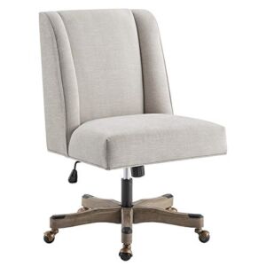 Riverbay Furniture Upholstered Swivel Office Chair in Natural Linen