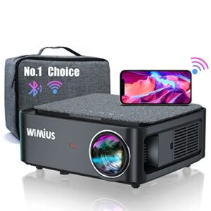5G WiFi Bluetooth 4K Projector, WiMiUS Newest K1 Outdoor Video Projector Native 1920×1080 LED Projector Support 60Hz 4P/4D Keystone, Zoom 500″ Screen PPT 200,000H Works with PC DVD PS5 Smartphones