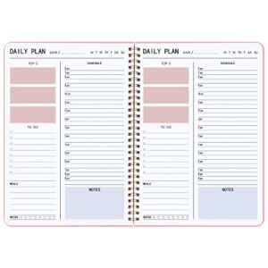 Daily Planner Hourly Schedules Appointment Planner Undated with To-Do List,Meals,Notes 10″X7.3″,Flexible Cover ,Twin-Wire Binding