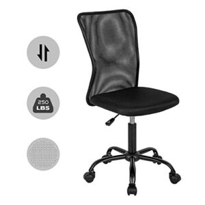 HCB Home Office Chair Mesh Desk Chair Ergonomic Computer Chair with Lumbar Support Mid Back 360° Rolling Swivel Adjustable Height Small Meeting Chairs (Black)