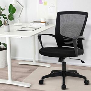 Office Chair Desk Chair Computer Chair Ergonomic Mid Back Mesh Chair with Lumbar Support & Armrest Adjustable Height Swivel Task Black Executive Chair for Women Men Adult
