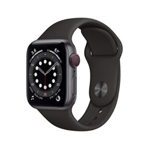 Apple Watch Series 6 (GPS + Cellular, 40mm) – Space Gray Aluminum Case with Black Sport Band (Renewed)