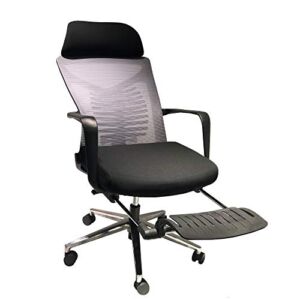 The Urban Port Mesh Back Padded Adjustable Ergonomic Swivel Office Chair with Headrest and Retractable Footrest, Black