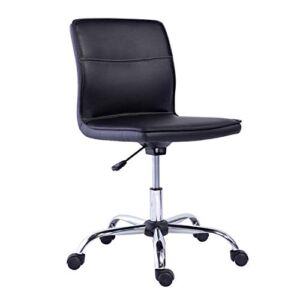 Amazon Basics Modern Armless Office Desk Chair – Height Adjustable, 360-Degree Swivel, 275Lb Capacity – Black/Chrome