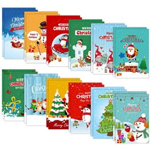 Whaline 24pcs Christmas Mini Notebook Mini Memo Pad Notepads Christmas Theme Pocket Notebook Small Notebook for Xmas Party Favor Supplies Goodie Bag Stuffer for Teens Adults 3.3 x 5in
