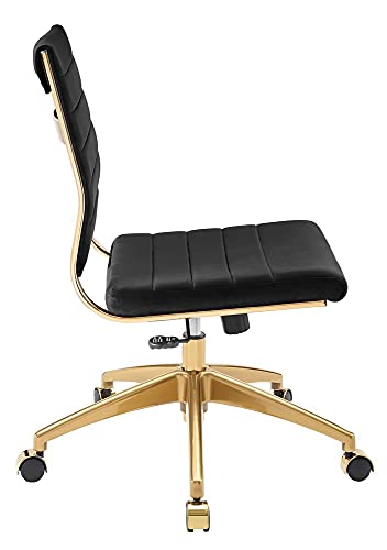 Modway Jive Ribbed Performance Velvet Mid Back Armless Computer Desk Swivel Office Chair in Black | The Storepaperoomates Retail Market - Fast Affordable Shopping
