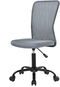 Ergonomic Small Armless Mesh Office Chair, Lumbar Support Chic Modern Desk PC Chair Black, Mid Back Adjustable Swivel for Home Office Conference Study Room Breathability Mesh Office Chair – Grey