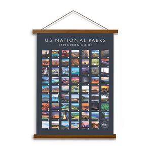 Epic Adventure Maps US National Parks Push Pin Poster with 100 Pushpins, National Park Posters with Special Nature Photographs, Great as a Gift for Travelers, 17 x 24 in, Grey with Magnetic Frame