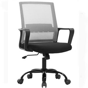 Mesh Office Chair with Lumbar Support Ergonomic Executive Desk Chair Adjustable Stool Rolling Swivel Rocking Mid Back Computer Task Chair for Home Office Bedroom for Women Men