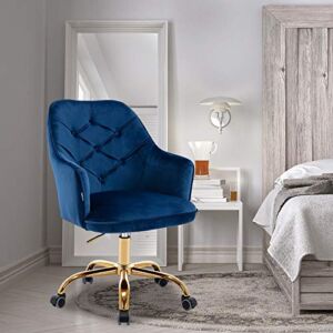 Homvent Velvet Home Office Chair,Modern Velvet Desk Task Chair Accent Armchair,Computer Desk Chair with Swivel and Adjustable,Accent Home Office Task Chair Executive Chair with Soft Seat (Navy)
