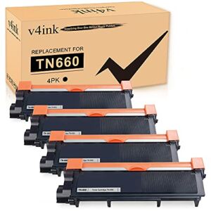 V4INK 4PK Compatible TN-660 Replacement for Brother TN660 TN630 Toner Ink for Brother MFC-L2700DW HL-L2300D L2320D L2340DW L2360DW L2380DW DCP L2540DW L2520DW MFCL2740DW Tray_Toners_Cartridges_Printer