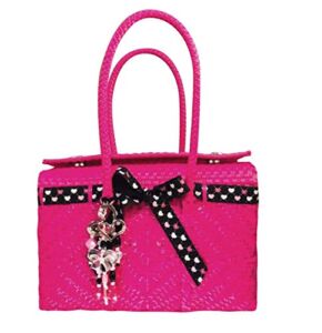 Trendy Handwoven Polymer Bag Basket Style (Pink)