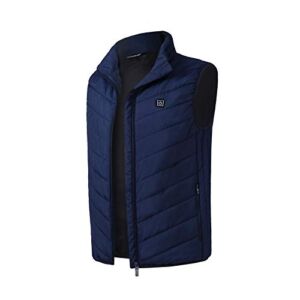 SALE & CLEARANCE Men USB Electric Heating Warm Vest, Male Solid Sleeveless Winter Down Cotton Tank Top Blue