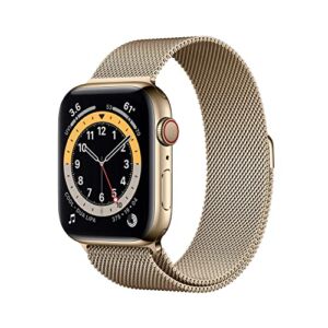 Apple Watch Series 6 (GPS + Cellular, 44mm) – Gold Stainless Steel Case with Gold Milanese Loop (Renewed)