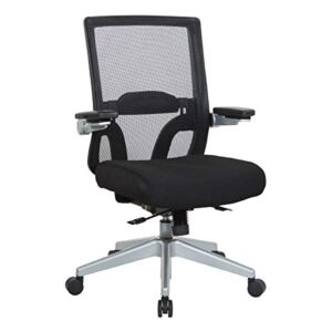 Space Seating 867 Series Adjustable Manager’s Chair with Breathable Mesh Back, Lumbar Support and Padded Flip Arms, Black Fabric Seat with Silver Nylon Base