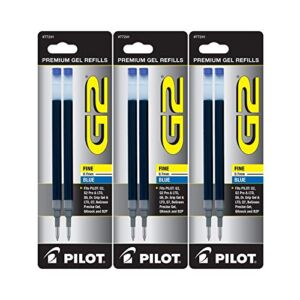 Pilot G2 Gel Ink Pen Refills, Fine Point, 0.7mm, Blue Ink, 6 Refills