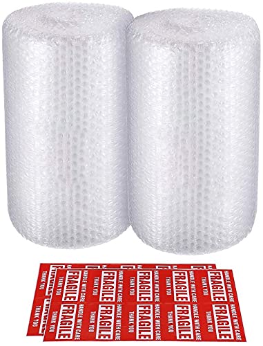 2-Pack Bubble Cushioning Wrap Rolls Packing Materials, 3/16″ Air Bubble, 12 Inch x 72 Feet Total, Perforated Every 12″, 20 Fragile Stickers Included | The Storepaperoomates Retail Market - Fast Affordable Shopping