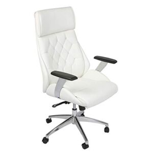 Koreyosh Executive Office Chair, High Back Leather Ergonomic Office Chair Adjustable Desk Chair Upholstered Swivel Chair Task Home Office Chair with Headrest,Modern White