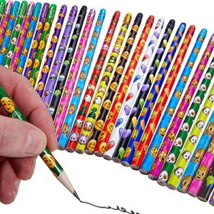 Kicko Emoticon Pencil Assortment – 7.5 inch – Assorted Colorful Pencils for Kids, Exciting School Supplies, Awards and Incentives, Trendy Emoji Favors, Rewards (36)