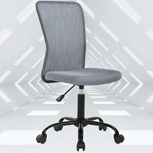 Home Office Mesh Chair, Mid-Back Ergonomic Desk Chair Modern Computer Task Chair, No Armrest Adjustable Rolling Swivel Back Support Executive Chair Mid Back Rolling Swivel Chair, Grey