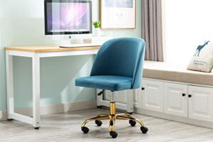 Porthos Home Louie Velvet Desk Chairs with Elegant Gold Chrome Legs, Roller Castor Wheels and Instant Adjustable Height, Space-Saving Armless Design (Great for Home Studios and Offices)