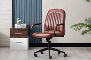 Porthos Home Kaper Swivel Office Chair with Mid Back, Ergonomic Armrests, PU Leather Upholstery, Adjustable Height and Roller Caster Wheels (Great for Small Home Studio and Office)