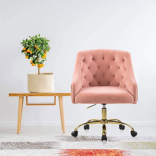 Large Velvet Fabric Swivel Task Chair for Home Office Ergonomic Comfortable Chair – Girls Lovely with Gold Frame for Girls S-6030 | The Storepaperoomates Retail Market - Fast Affordable Shopping