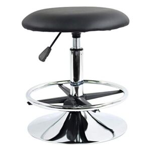 FURWOO No Wheels Adjustable Stool Round Shop Stool Office Desk Stool Cashier Stool Chair Kitchen Counter Stool with Footrest Swivel Low Bar Stool(Black)