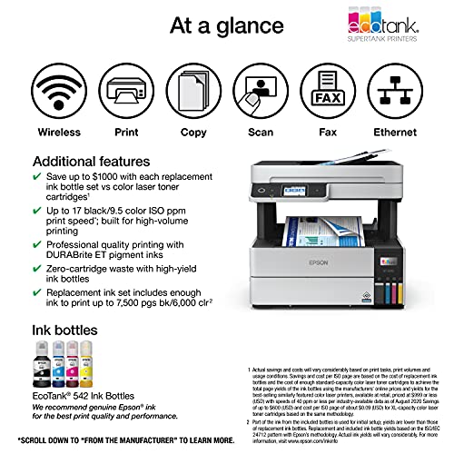 Epson EcoTank Pro ET-5170 Wireless Color All-in-One Supertank Printer with Scanner, Copier, Fax Plus Auto Document Feeder | The Storepaperoomates Retail Market - Fast Affordable Shopping