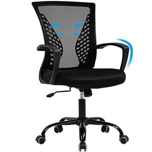 Ergonomic Office Chair Clearance Mid Back Mesh Chair with Lumbar Support and Armrest Adjustable Computer Chair Study Chair Rolling Task Chair Modern Executive Chair, Black