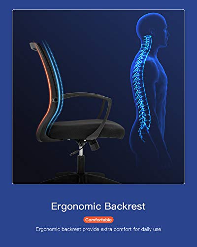 OffiClever Computer Ergonomic Chair Mesh Mid Back with Wheels Lumbar Support Armrest and Adjustable Executive for Men&Women, Black | The Storepaperoomates Retail Market - Fast Affordable Shopping